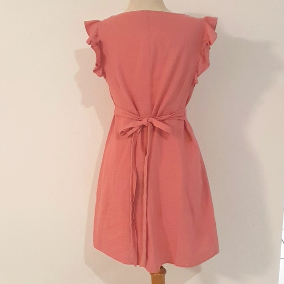 Miss Shop Size 12 Deep Pink Button Front Dress with Belt Tie 55% Linen - Picture 5 of 9